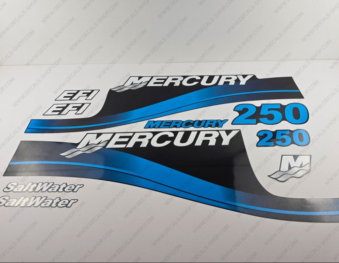 Mercury 250HP EFI Saltwater Outboard Decal Kit BLUE